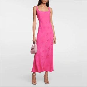 RIXO Benedict Pink Starfish Jacquard Dress